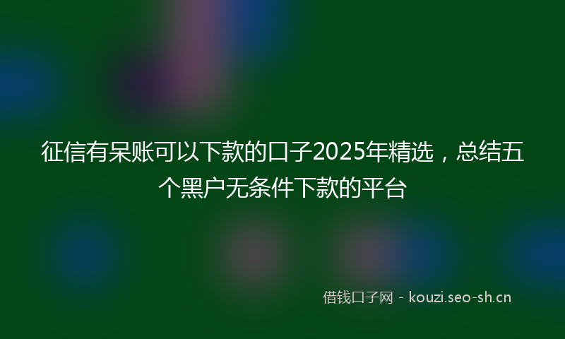 征信有呆账可以下款的口子2025年精选，总结五个黑户无条件下款的平台