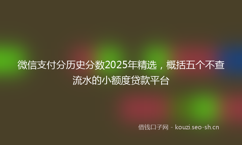 微信支付分历史分数2025年精选，概括五个不查流水的小额度贷款平台