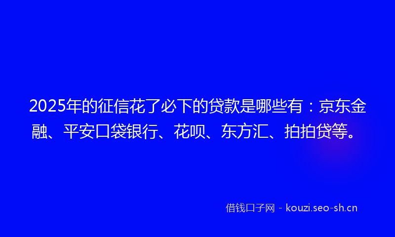 2025年的征信花了必下的贷款是哪些有:京东金融、平安口袋银行、花呗、东方汇、拍拍贷等。
