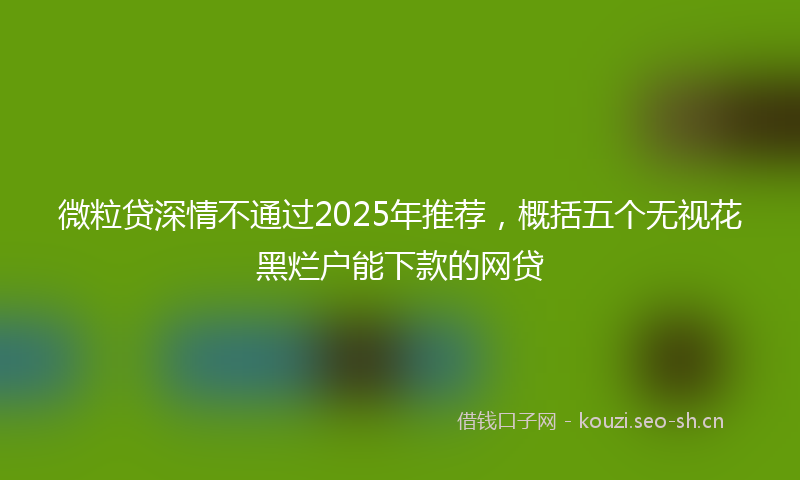 微粒贷深情不通过2025年推荐，概括五个无视花黑烂户能下款的网贷