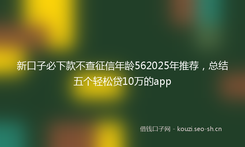 新口子必下款不查征信年龄562025年推荐，总结五个轻松贷10万的app