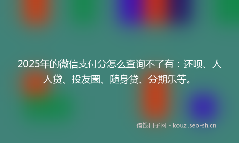 2025年的微信支付分怎么查询不了有：还呗、人人贷、投友圈、随身贷、分期乐等。