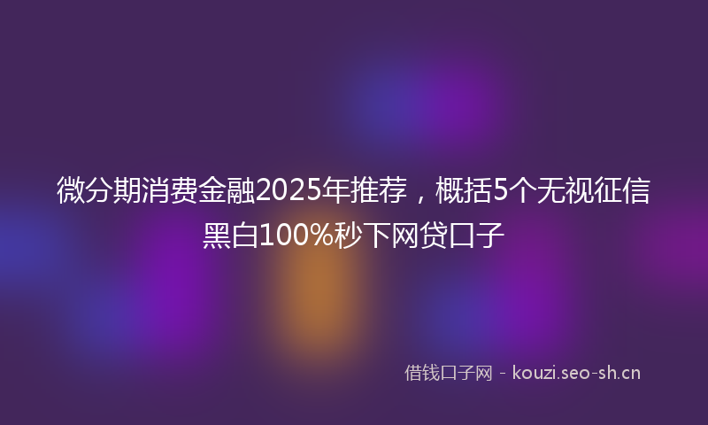 微分期消费金融2025年推荐，概括5个无视征信黑白100%秒下网贷口子