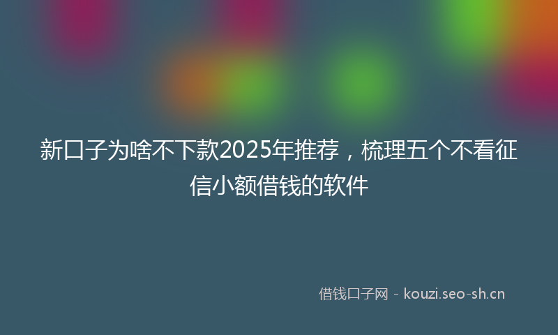 新口子为啥不下款2025年推荐，梳理五个不看征信小额借钱的软件