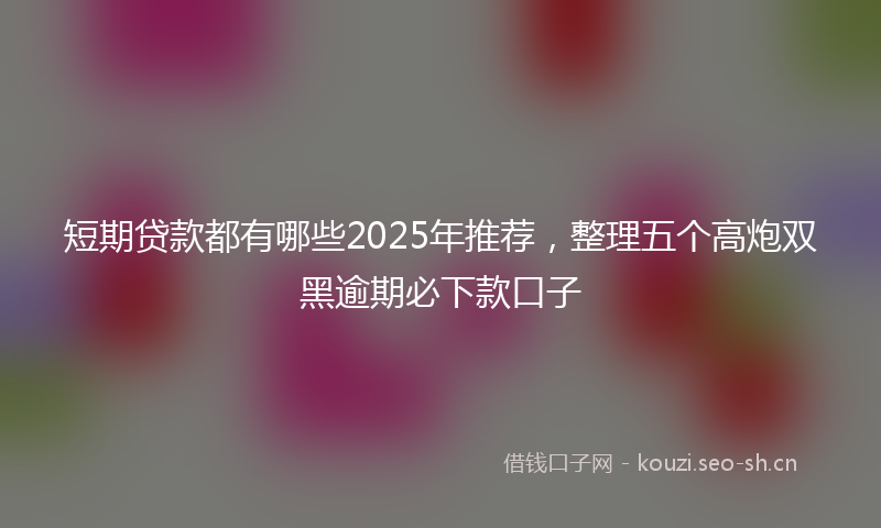 短期贷款都有哪些2025年推荐，整理五个高炮双黑逾期必下款口子
