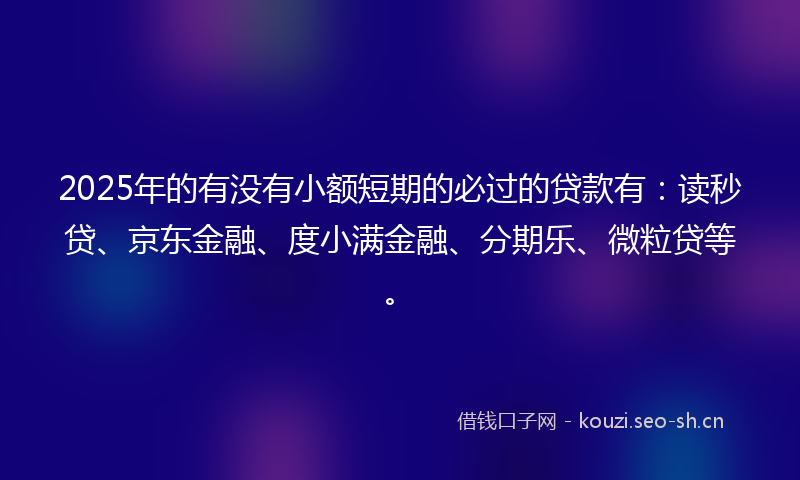 2025年的有没有小额短期的必过的贷款有：读秒贷、京东金融、度小满金融、分期乐、微粒贷等。