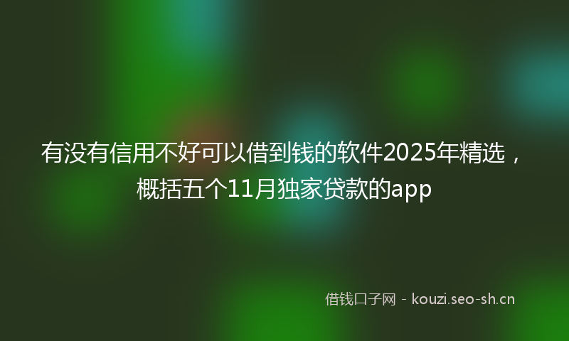 有没有信用不好可以借到钱的软件2025年精选，概括五个11月独家贷款的app