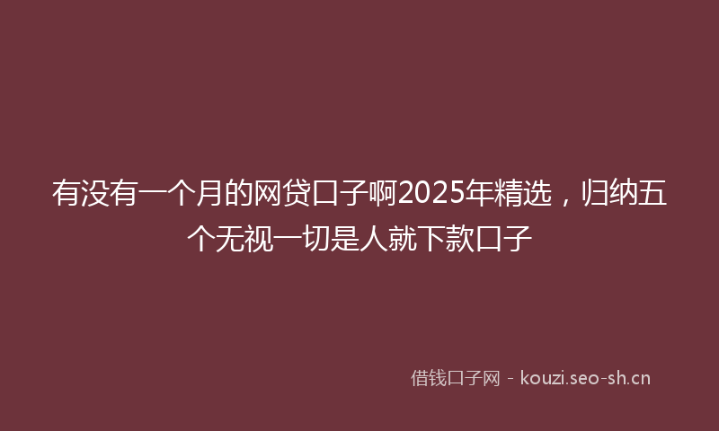 有没有一个月的网贷口子啊2025年精选，归纳五个无视一切是人就下款口子