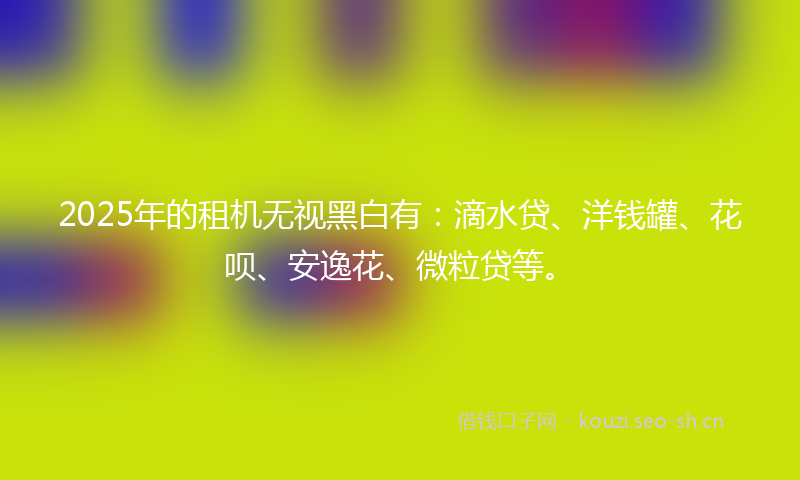 2025年的租机无视黑白有：滴水贷、洋钱罐、花呗、安逸花、微粒贷等。