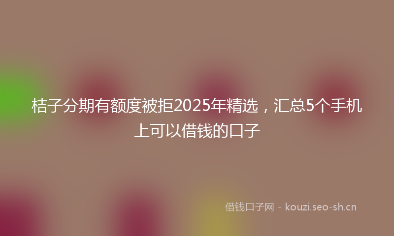 桔子分期有额度被拒2025年精选，汇总5个手机上可以借钱的口子
