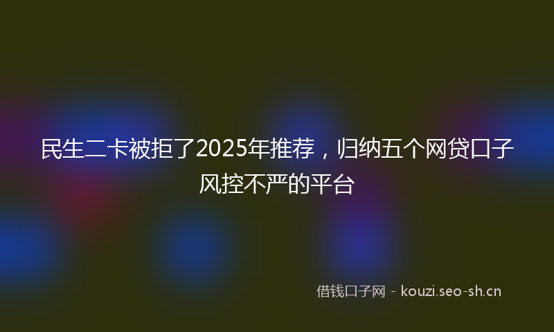 民生二卡被拒了2025年推荐，归纳五个网贷口子风控不严的平台