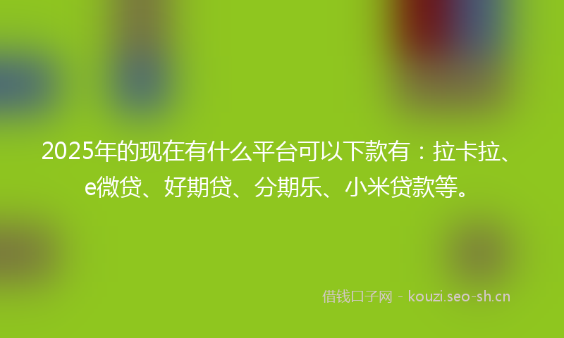 2025年的现在有什么平台可以下款有：拉卡拉、e微贷、好期贷、分期乐、小米贷款等。