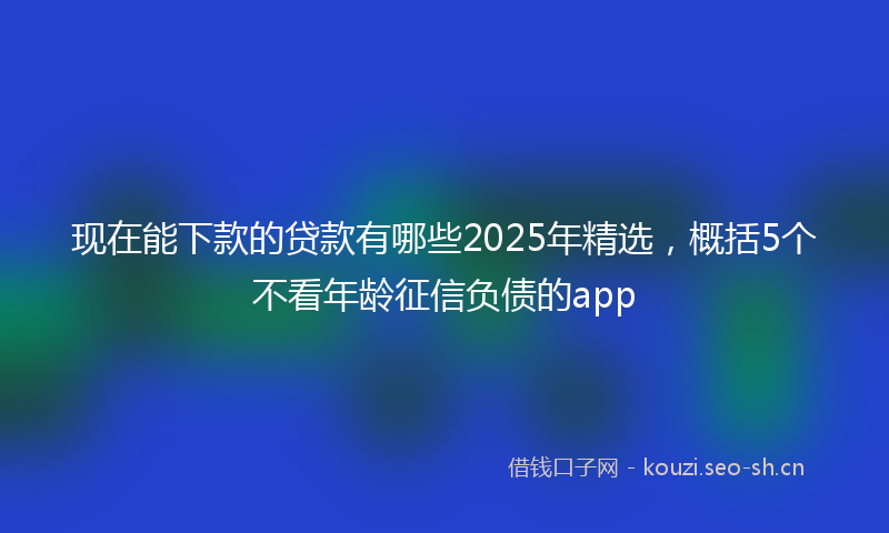 现在能下款的贷款有哪些2025年精选,概括5个不看年龄征信负债的app