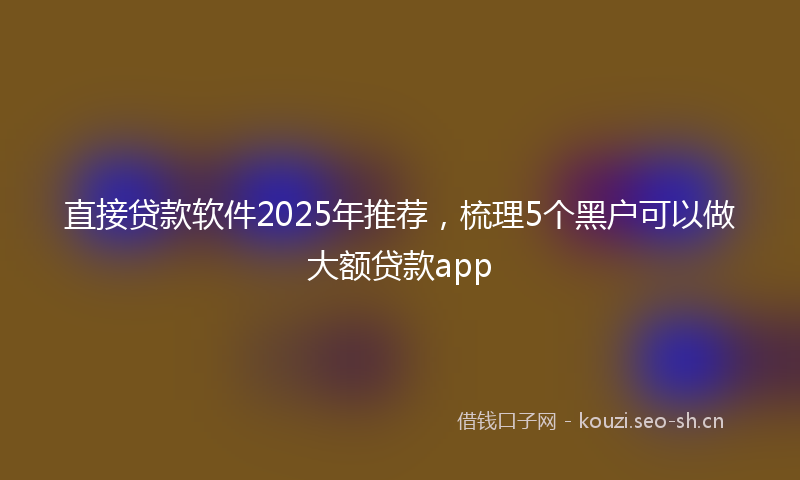 直接贷款软件2025年推荐，梳理5个黑户可以做大额贷款app