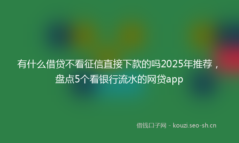 有什么借贷不看征信直接下款的吗2025年推荐，盘点5个看银行流水的网贷app