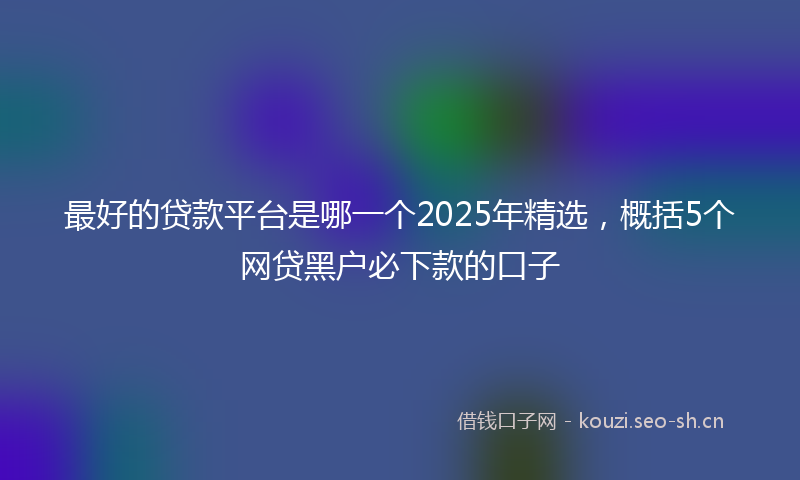 最好的贷款平台是哪一个2025年精选，概括5个网贷黑户必下款的口子