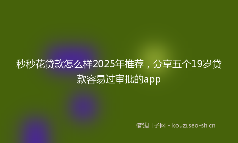 秒秒花贷款怎么样2025年推荐，分享五个19岁贷款容易过审批的app