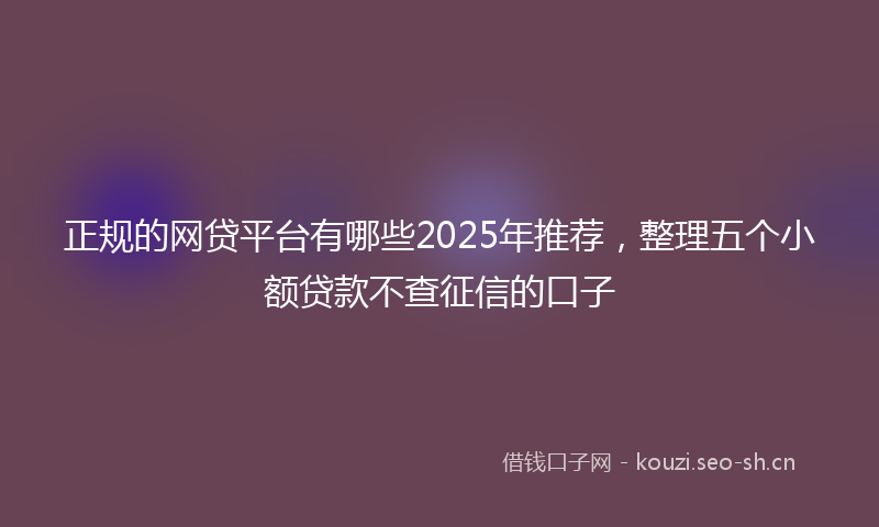 正规的网贷平台有哪些2025年推荐，整理五个小额贷款不查征信的口子
