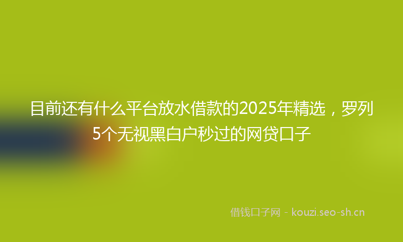 目前还有什么平台放水借款的2025年精选，罗列5个无视黑白户秒过的网贷口子