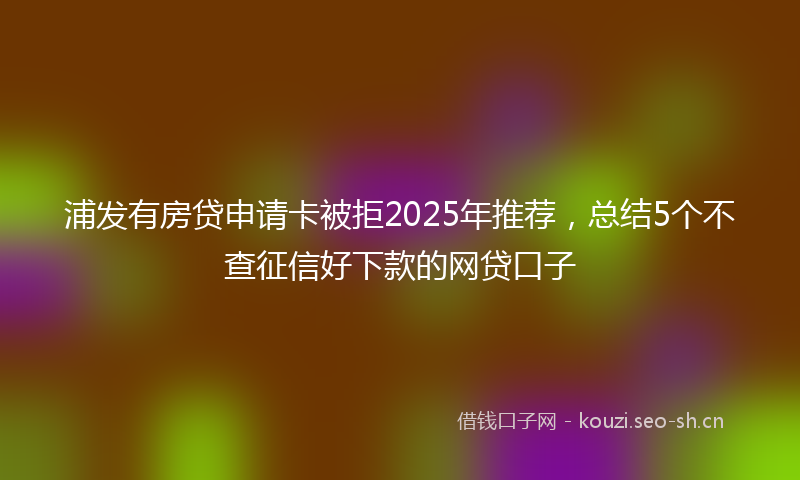 浦发有房贷申请卡被拒2025年推荐,总结5个不查征信好下款的网贷口子