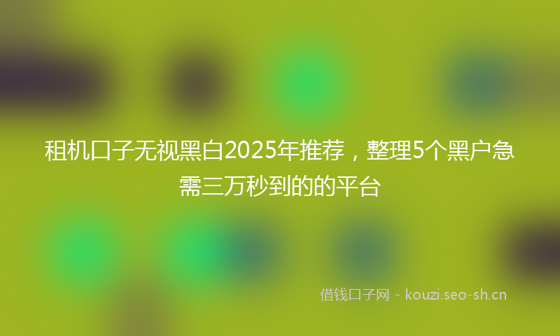 租机口子无视黑白2025年推荐，整理5个黑户急需三万秒到的的平台