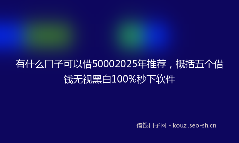 有什么口子可以借50002025年推荐，概括五个借钱无视黑白100%秒下软件