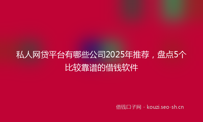 私人网贷平台有哪些公司2025年推荐，盘点5个比较靠谱的借钱软件