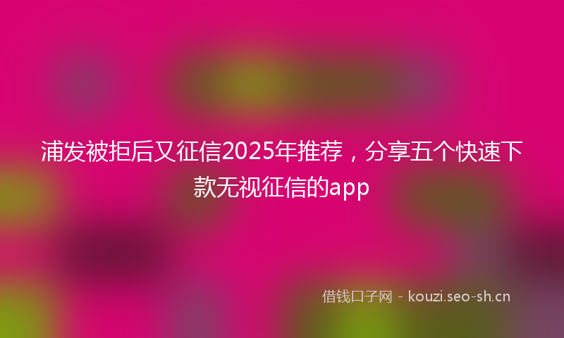浦发被拒后又征信2025年推荐，分享五个快速下款无视征信的app