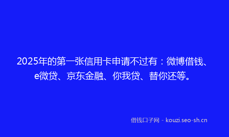 2025年的第一张信用卡申请不过有：微博借钱、e微贷、京东金融、你我贷、替你还等。