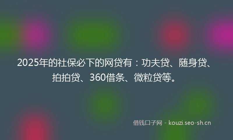 2025年的社保必下的网贷有：功夫贷、随身贷、拍拍贷、360借条、微粒贷等。