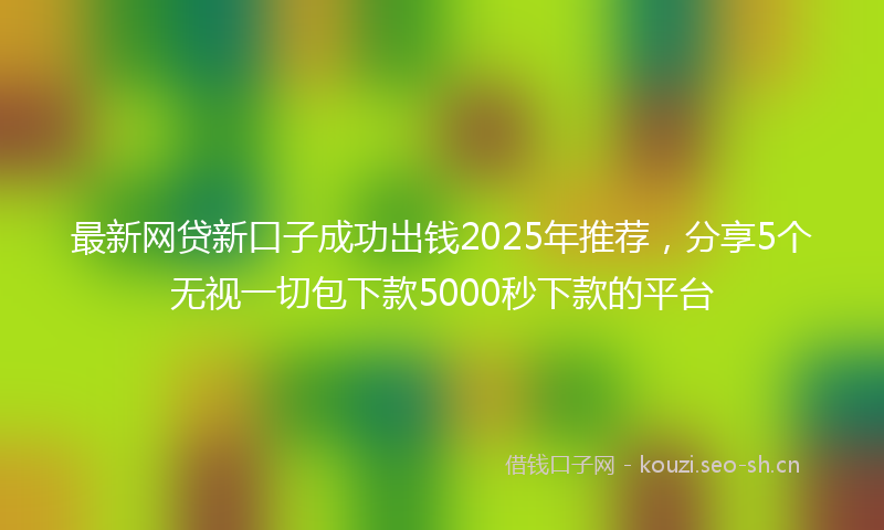 最新网贷新口子成功出钱2025年推荐，分享5个无视一切包下款5000秒下款的平台