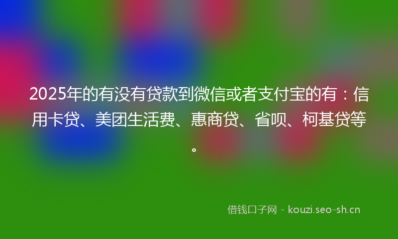 2025年的有没有贷款到微信或者支付宝的有：信用卡贷、美团生活费、惠商贷、省呗、柯基贷等。