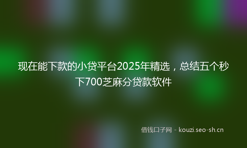 现在能下款的小贷平台2025年精选,总结五个秒下700芝麻分贷款软件