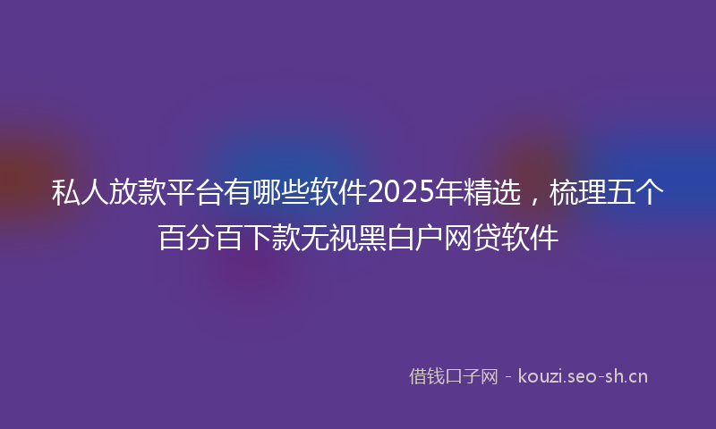 私人放款平台有哪些软件2025年精选，梳理五个百分百下款无视黑白户网贷软件