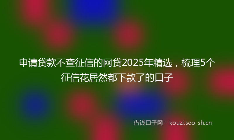 申请贷款不查征信的网贷2025年精选，梳理5个征信花居然都下款了的口子