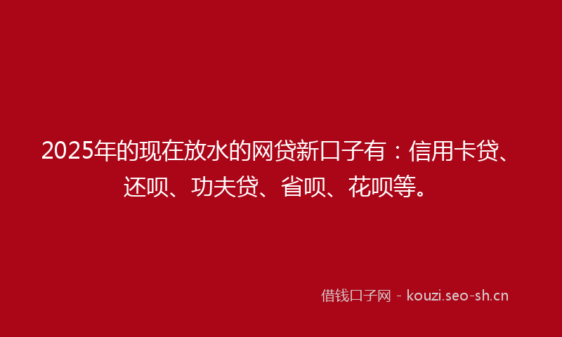 2025年的现在放水的网贷新口子有：信用卡贷、还呗、功夫贷、省呗、花呗等。