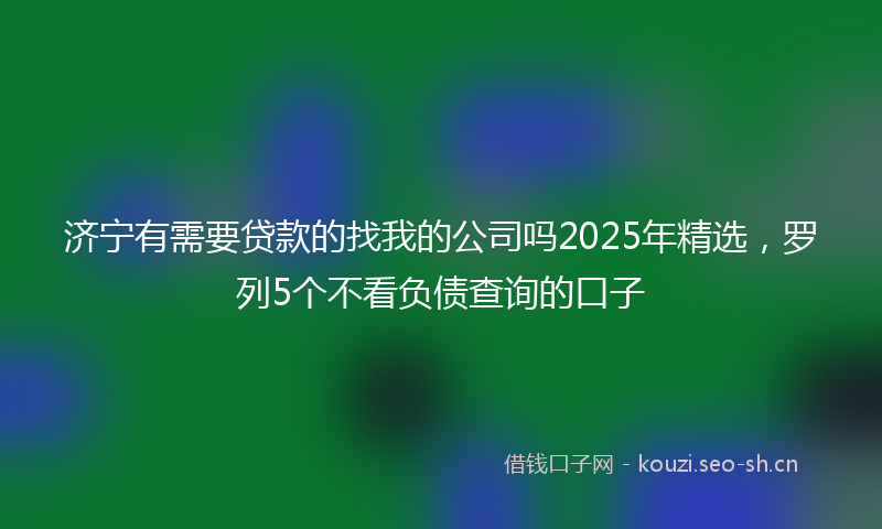 济宁有需要贷款的找我的公司吗2025年精选，罗列5个不看负债查询的口子