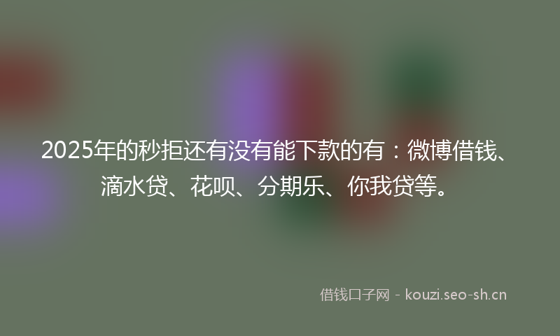 2025年的秒拒还有没有能下款的有：微博借钱、滴水贷、花呗、分期乐、你我贷等。