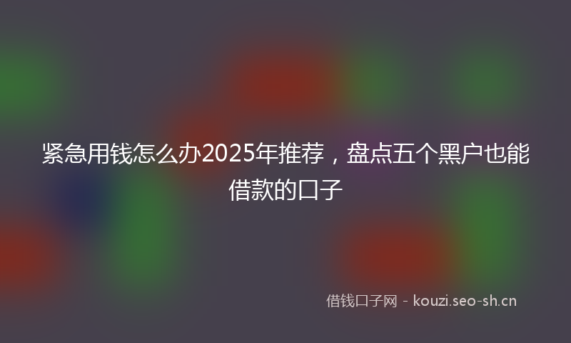 紧急用钱怎么办2025年推荐，盘点五个黑户也能借款的口子