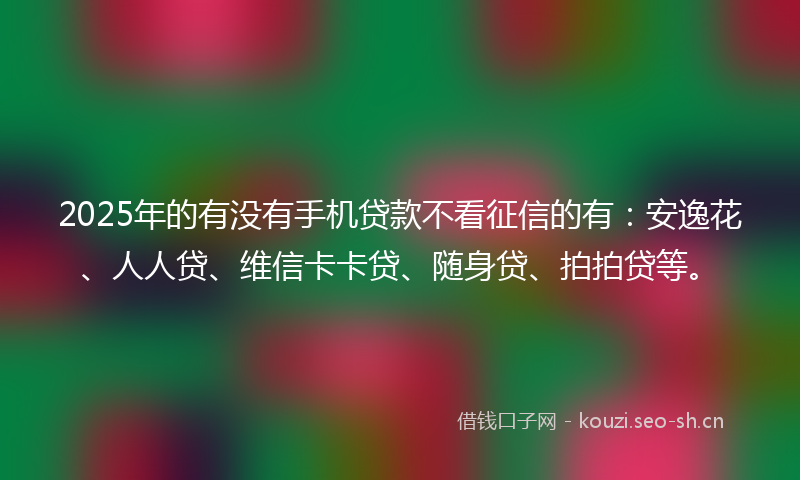2025年的有没有手机贷款不看征信的有：安逸花、人人贷、维信卡卡贷、随身贷、拍拍贷等。