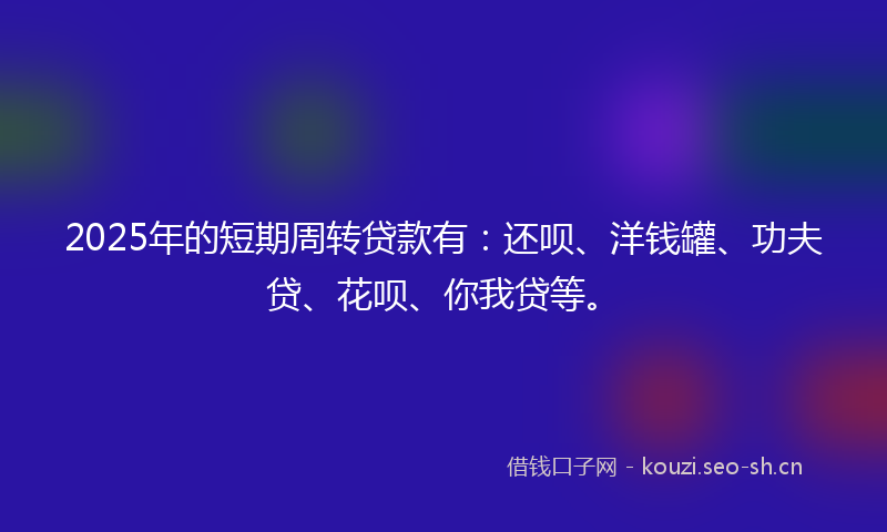 2025年的短期周转贷款有：还呗、洋钱罐、功夫贷、花呗、你我贷等。