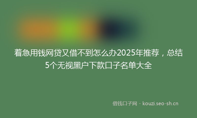着急用钱网贷又借不到怎么办2025年推荐，总结5个无视黑户下款口子名单大全