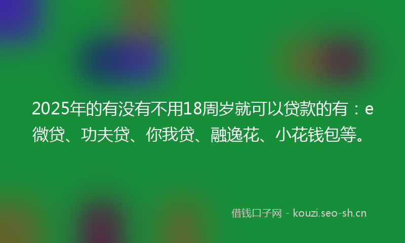 2025年的有没有不用18周岁就可以贷款的有：e微贷、功夫贷、你我贷、融逸花、小花钱包等。