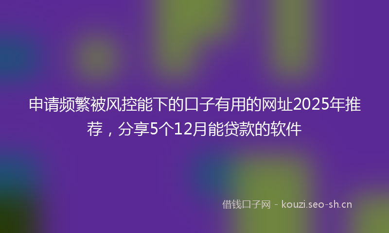 申请频繁被风控能下的口子有用的网址2025年推荐，分享5个12月能贷款的软件