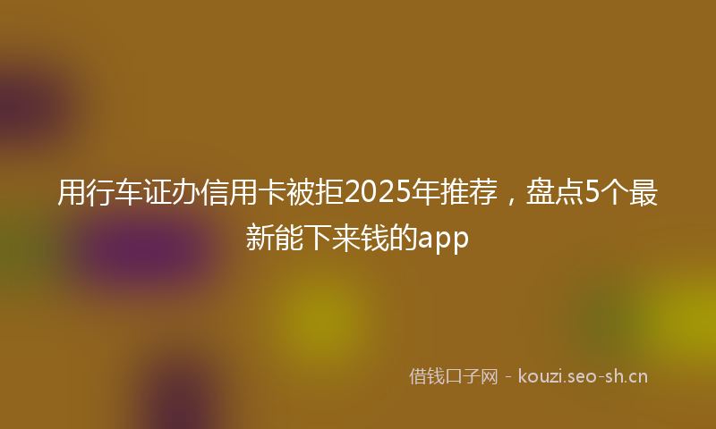用行车证办信用卡被拒2025年推荐，盘点5个最新能下来钱的app
