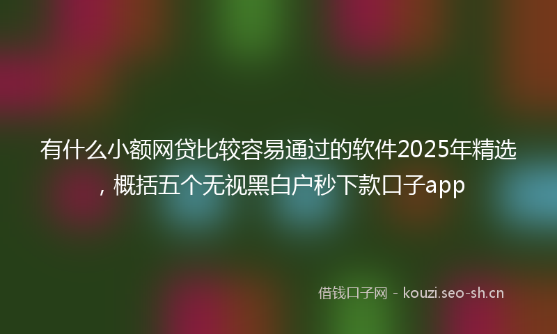 有什么小额网贷比较容易通过的软件2025年精选，概括五个无视黑白户秒下款口子app