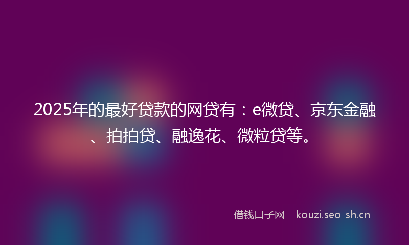 2025年的最好贷款的网贷有：e微贷、京东金融、拍拍贷、融逸花、微粒贷等。