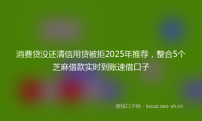 消费贷没还清信用贷被拒2025年推荐，整合5个芝麻借款实时到账速借口子