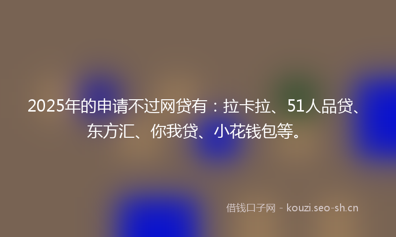 2025年的申请不过网贷有：拉卡拉、51人品贷、东方汇、你我贷、小花钱包等。