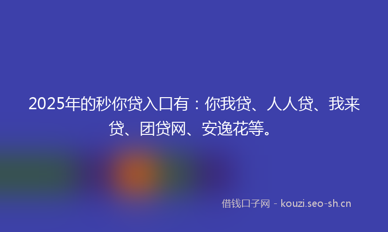 2025年的秒你贷入口有：你我贷、人人贷、我来贷、团贷网、安逸花等。